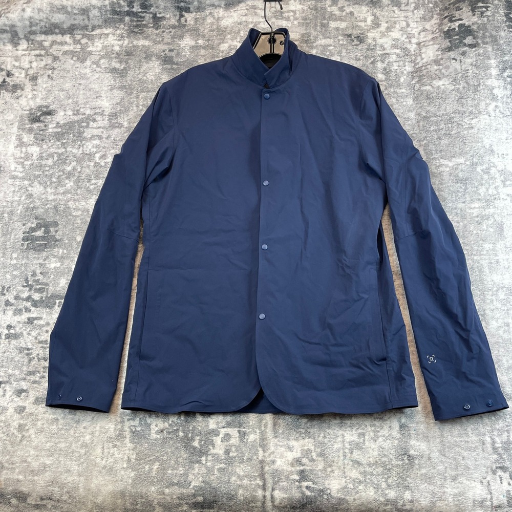 Lululemon Men Medium Parkway Solid Blue Light Blazer Snap Button Lightweight
